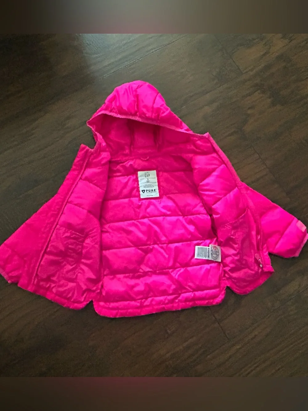 Baby GAP Puré Girls Hot Pink Hooded Puffer Jacket size 3 years